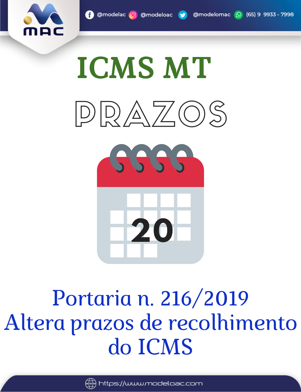 Prazos ICMS MT